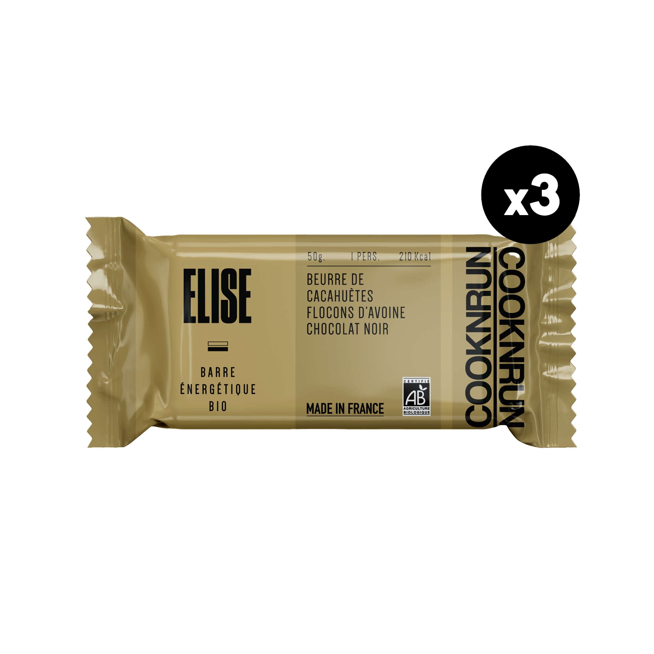 Barre Énergétique Bio Beurre de Cacahuètes, Avoine & Chocolat – Boost naturel | COOKNRUN
