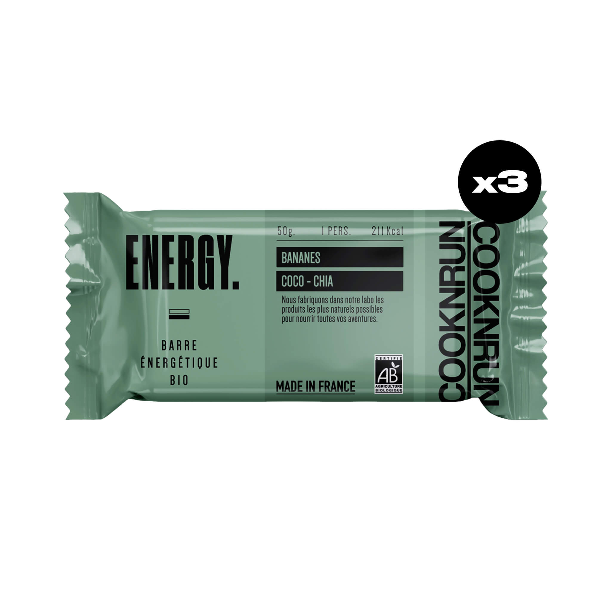 Barres énergétiques bio | Bananes, Noix de coco et Chia