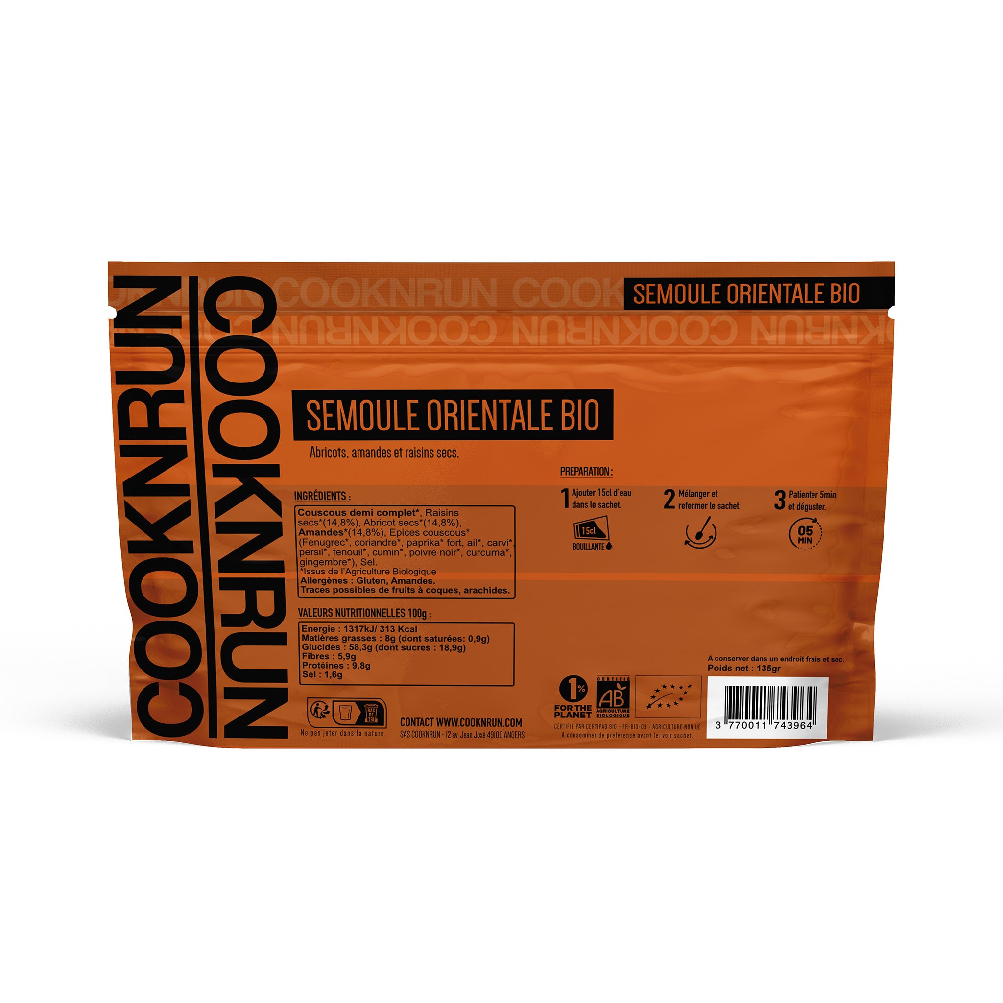 Plat déshydraté bio | Semoule orientale façon tajine